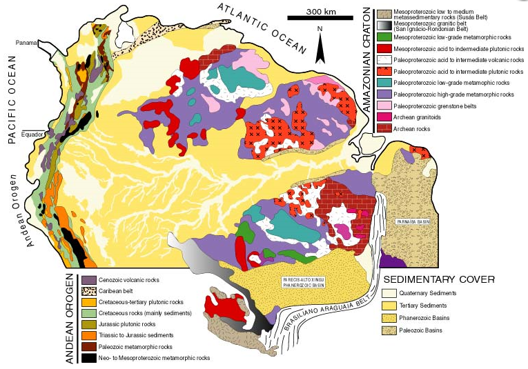 Geological map of the Amazon River Basin