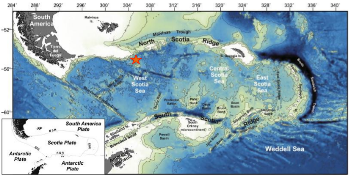 Bathymetric contour map of the Scotia Sea