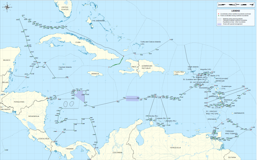 Maritime boundaries between the Caribbean (island) nations