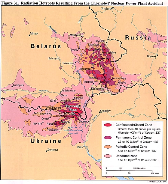 Radiation Hotspots Resulting From the Chornobyl' Nuclear Power Plant Accident