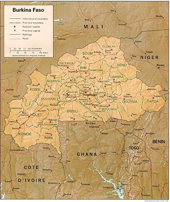 Burkina Faso (Shaded Relief) 1996