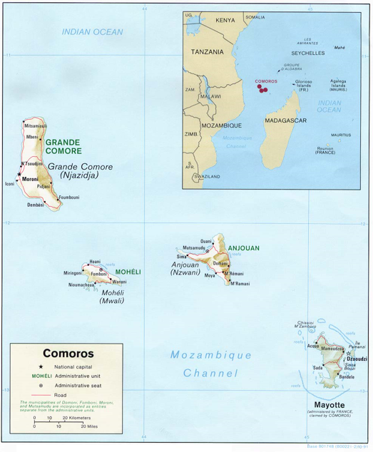 Comoros (Shaded Relief) 1991
