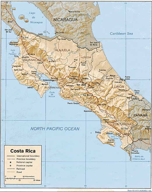 Costa Rica (Shaded Relief) 1987