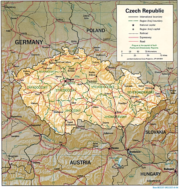 Czech Republic (Shaded Relief) 1994