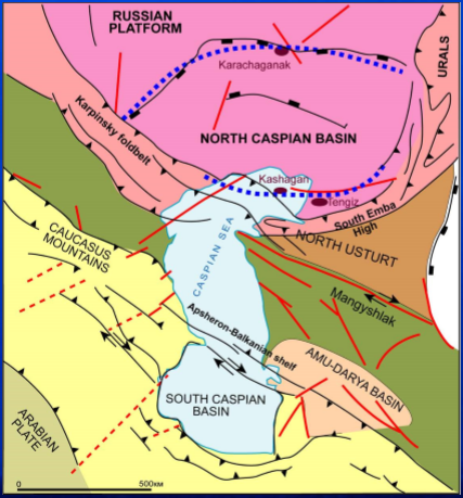 Structural-tectonic map of Caspian region