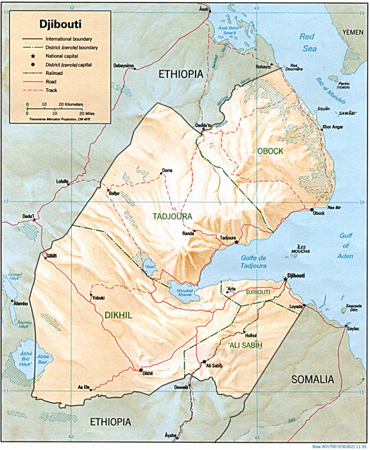 Djibouti (Shaded Relief) 1991