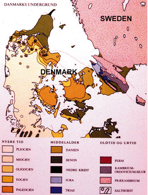 Geologic map of the pre-Quaternary bedrock of Denmark