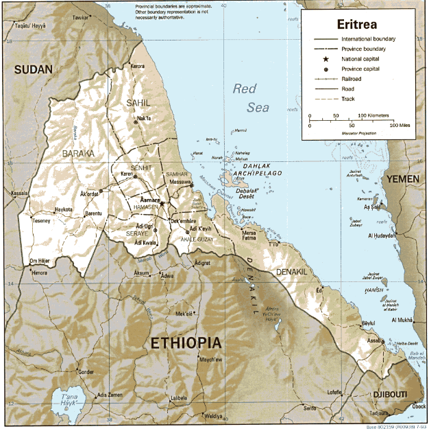 Eritrea (Shaded Relief) 1993