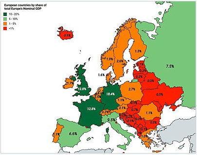 European countries by share of total Europe's Nominal GDP