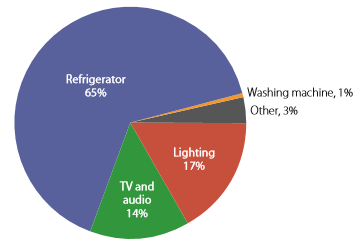 Share of Residential Electricity Consumption in Haiti, by Appliance Type, 2006