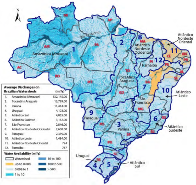 Spatial distribution of surface water availability