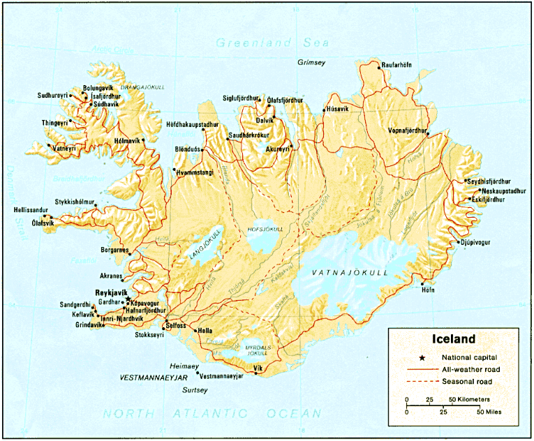 Iceland (Shaded Relief) 1981