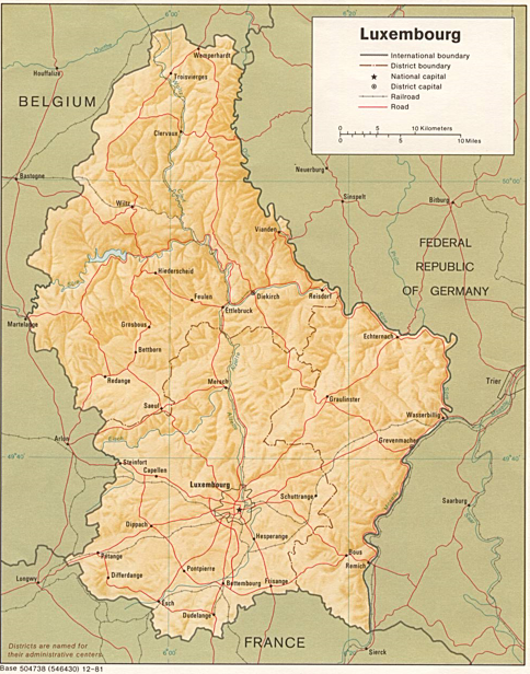 Luxembourg (Shaded Relief) 1981