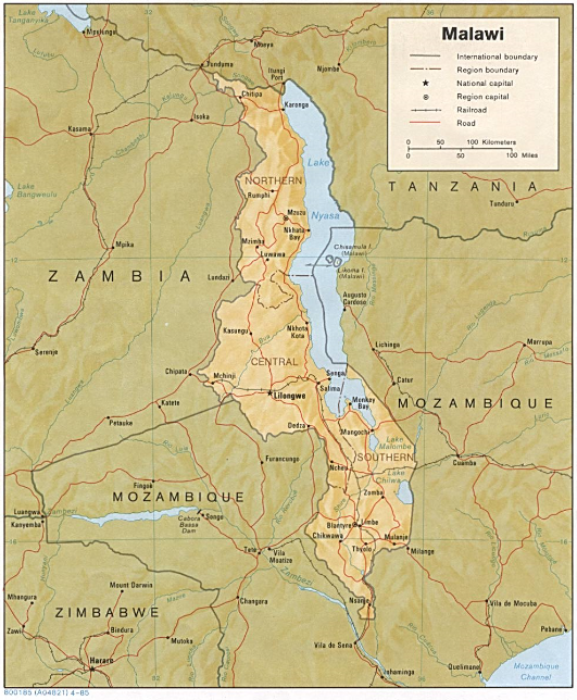 Malawi (Shaded Relief) 1985