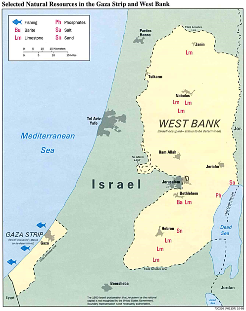 Gaza Strip and the West Bank, Selected Natural Resources in January 1994