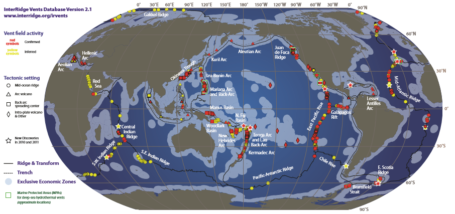 Global Distribution of Hydrothermal Vent Fields