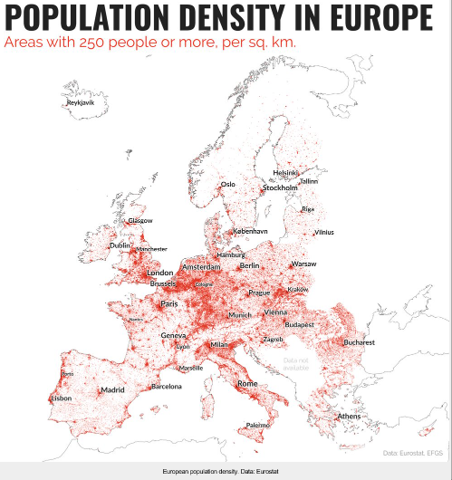 Population density in Europe