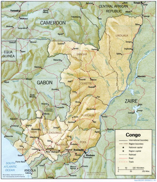 Congo, Republic of the (Shaded Relief) 1990