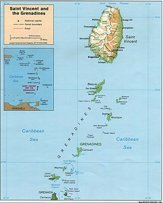 Saint Vincent and the Grenadines (Shaded Relief) 1996