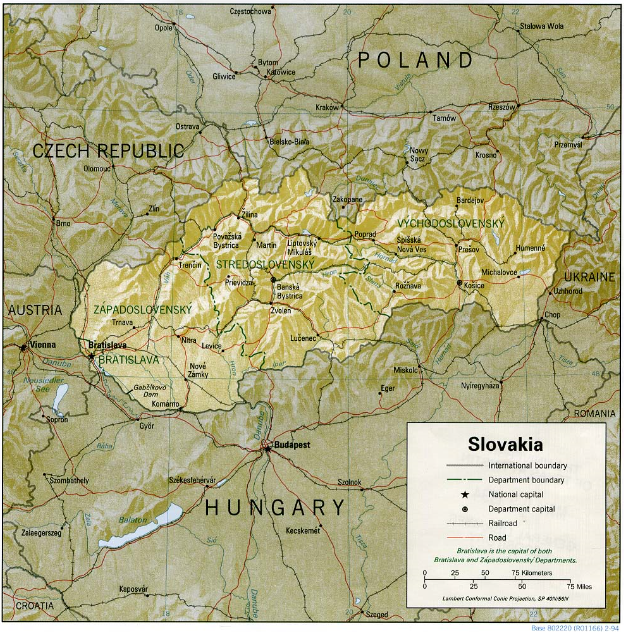 Slovakia (Shaded Relief) 1994