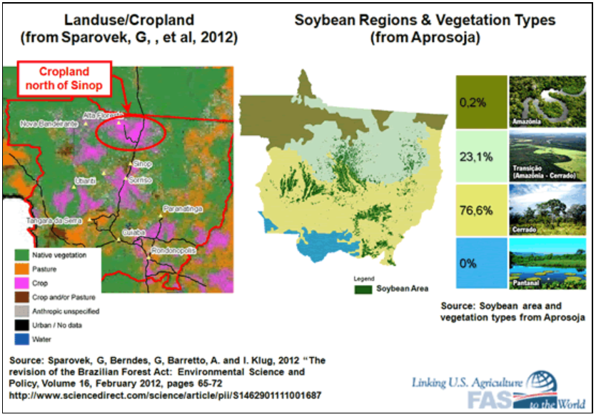 Soybean area and land use type in Mato Grosso
