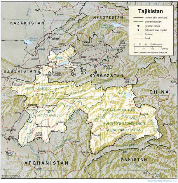 Tajikistan (Shaded Relief) 2001