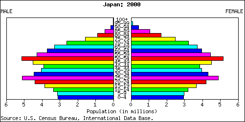 Population Pyramid for Japan: 2000