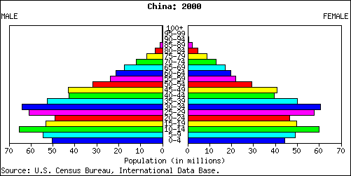 Population Pyramid for China: 2000