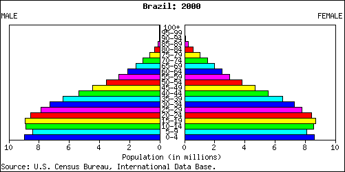 Population Pyramid for Brazil: 2000