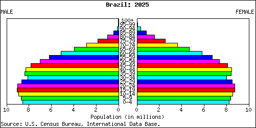 Population Pyramid for Brazil: 2025