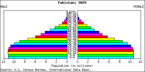 Population Pyramid for Pakistan: 2025