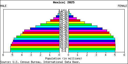 Population Pyramid for Mexico: 2025