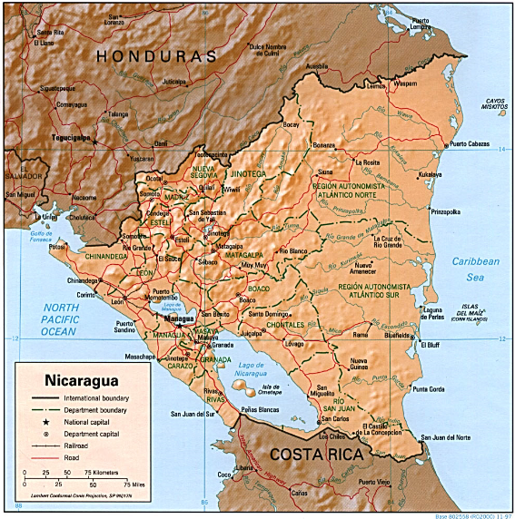 Nicaragua (Shaded Relief) 1997